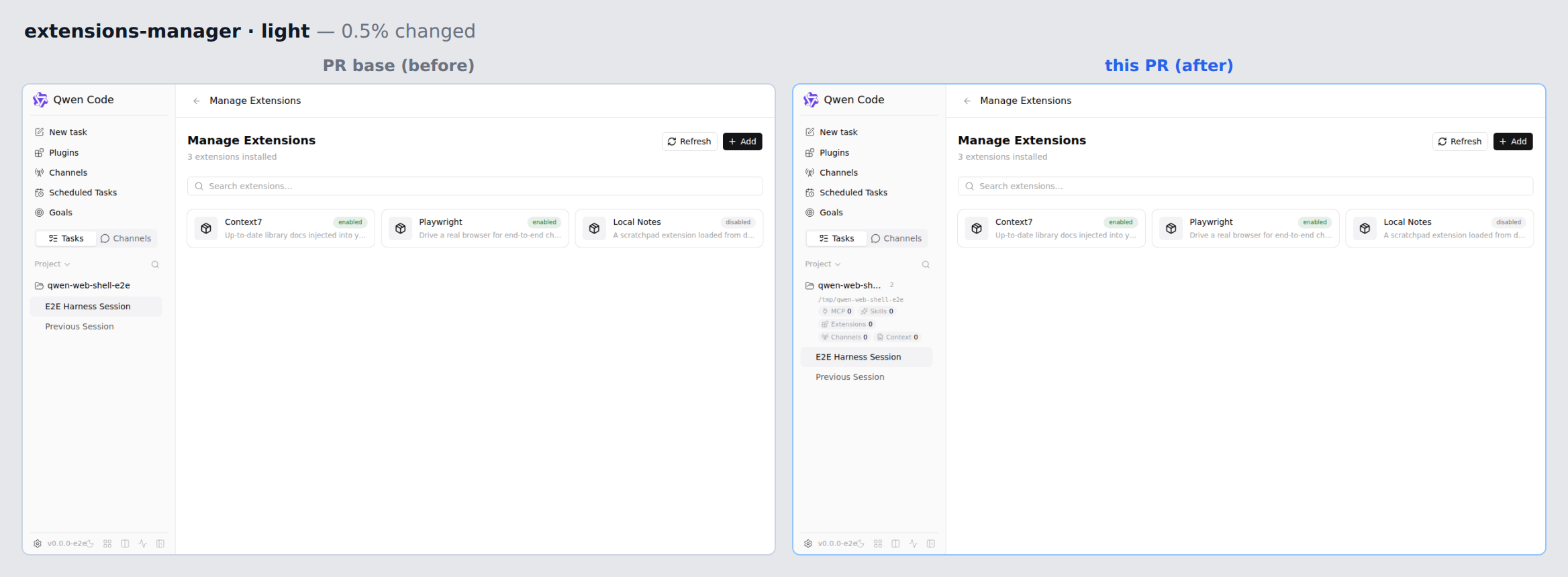 extensions-manager-light before/after